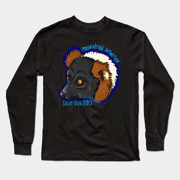 Day 30- Last Day- Red Ruffed Lemur Long Sleeve T-Shirt by CelticDragoness